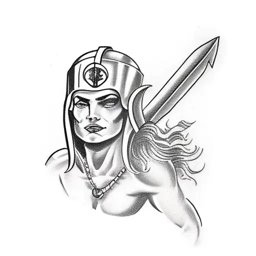 female spartan warrior  tattoo design idea