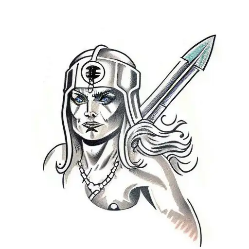 female spartan warrior  tattoo design idea
