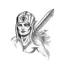 female spartan warrior  tattoo design idea
