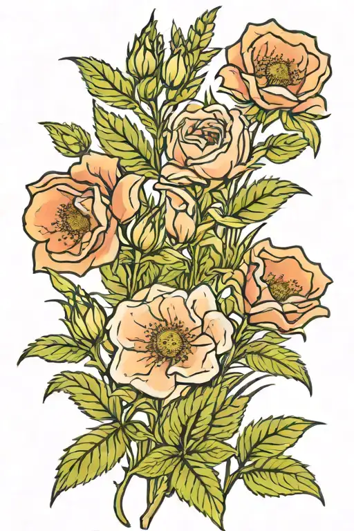 Alberta wild roses, wheat fields, southern Alberta mountains tattoo design idea