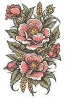 alberta wild rose, wheat fields, Alberta mountains tattoo design idea
