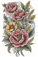 alberta wild rose, wheat fields, Alberta mountains tattoo design idea
