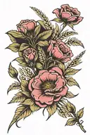 Alberta wild roses, wheat fields, southern Alberta mountains tattoo design idea