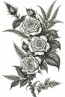 Alberta wild roses, wheat fields, southern Alberta mountains tattoo design idea