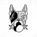 Dog with bird in its mouth tattoo design idea