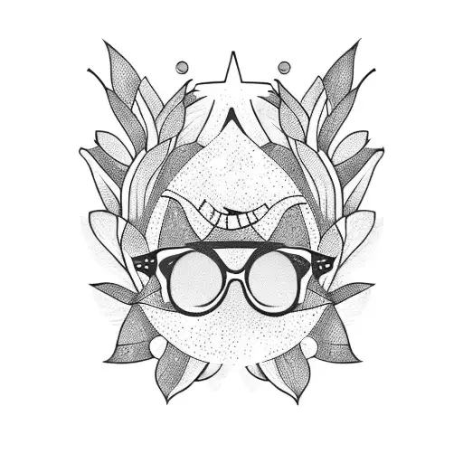 pineapple with glasses tattoo design idea