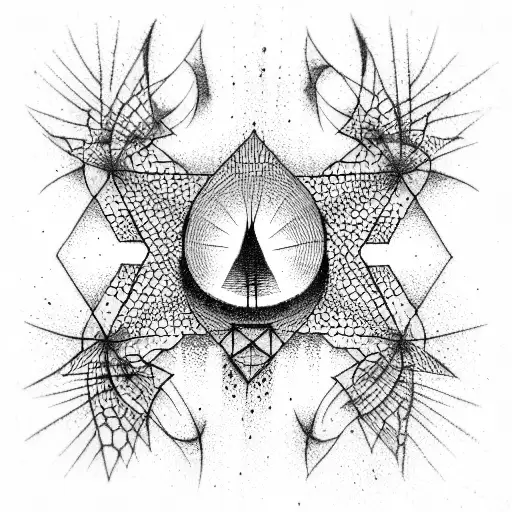 dark dimension illusion tattoo design idea