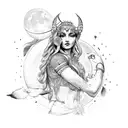 goddess artemis with moon tattoo design idea