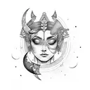 goddess artemis with moon tattoo design idea