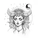 goddess artemis with moon tattoo design idea