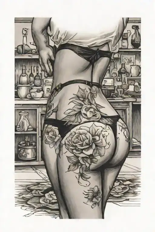 babe in thong tattoo design idea