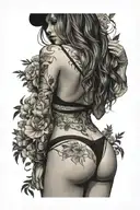 babe in thong tattoo design idea
