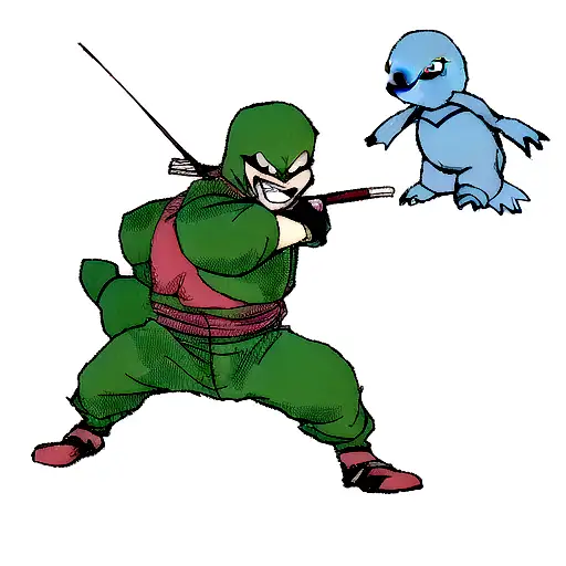Pokemon Squirtle dress as Teenage Mutant Ninja Turtle The Ronin. tattoo design idea