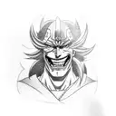 upper arm sleeve, madara uchiha from naturo, the joker from the dc universe, thanos from marvel universe   tattoo design idea