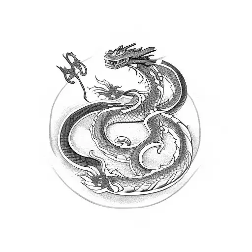 dragon snake ox tattoo design idea