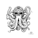 Poseidon, ship, octopus, scuba diver tattoo design idea