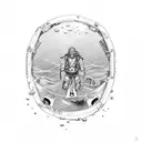 Scuba diver exploring a sunken ship tattoo design idea