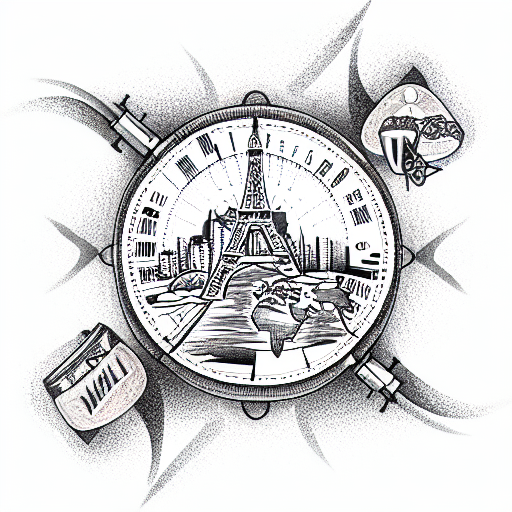 world traveler backpacking tattoo design idea