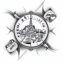 world traveler backpacking tattoo design idea