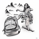 world traveler backpacking tattoo design idea