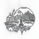 world traveler backpacking tattoo design idea
