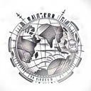 world traveler backpacking tattoo design idea