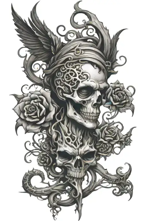 dark and twisted that describes addiction tattoo design idea