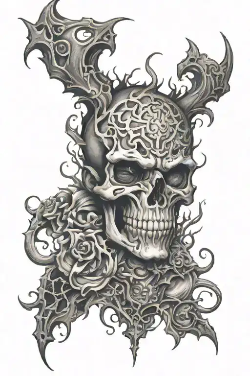 dark and evil scary tattoo that resembles addiction  tattoo design idea