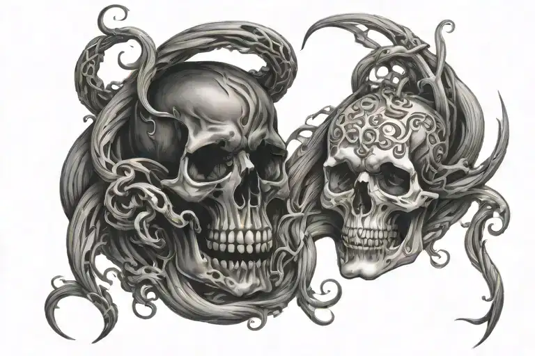 dark and twisted that describes addiction tattoo design idea