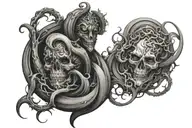 dark and twisted that describes addiction tattoo design idea