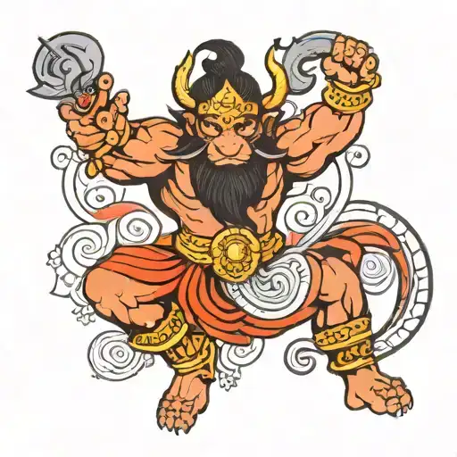 hanuman inspired ox warrior tattoo design idea