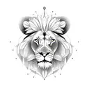 lion with flower of life masculine tattoo design idea