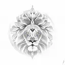 lion with flower of life tattoo design idea