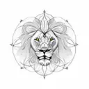 lion with flower of life tattoo design idea