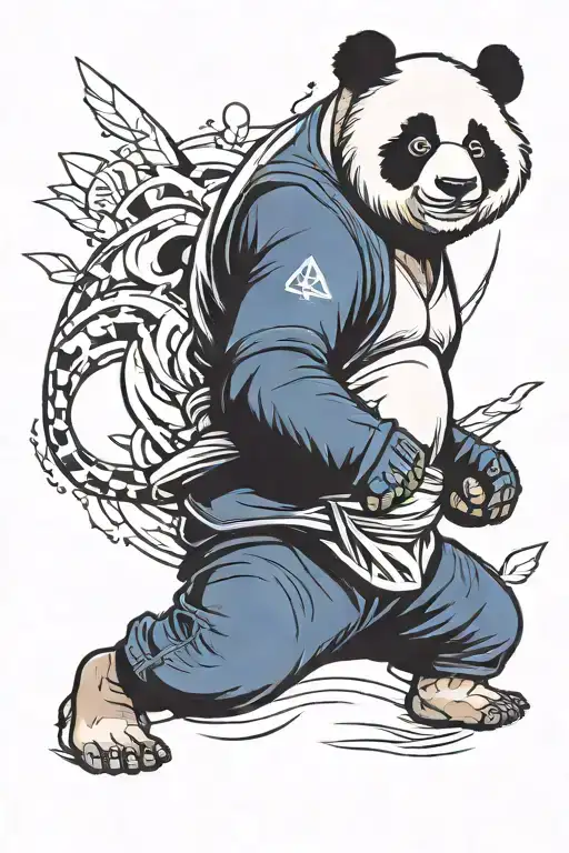 A panda in a Brazilian Jiu Jitsu performance tattoo design idea