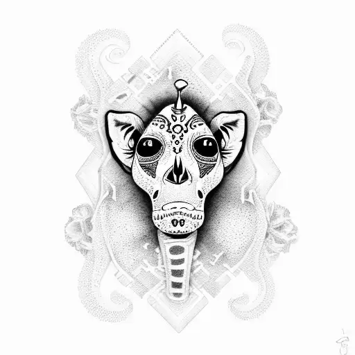 sugar skull giraffe tattoo design idea