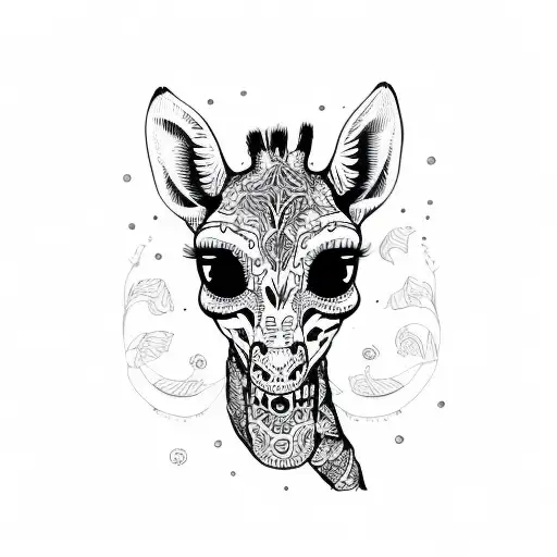 sugar skull giraffe tattoo design idea