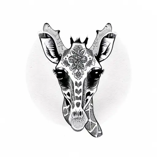 sugar skull giraffe tattoo design idea