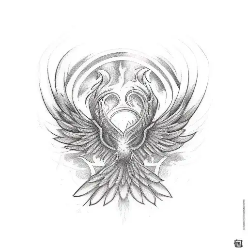 Phoenix with grenade  tattoo design idea