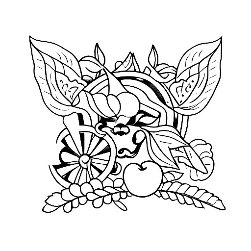 cherry and lips tattoo design idea