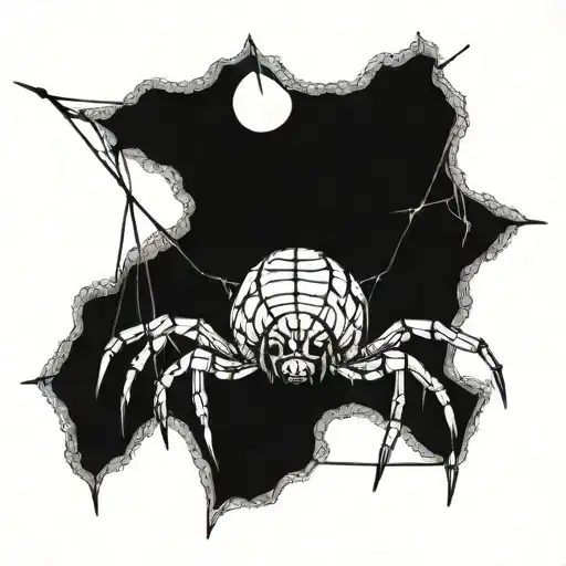 spider on web that caught something and heading to their food tattoo design idea