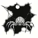 spider on web that caught something and heading to their food tattoo design idea
