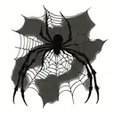 spider on web that caught something and heading to their food tattoo design idea
