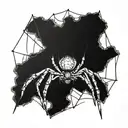 spider on web that caught something and heading to their food tattoo design idea