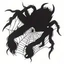 spider on web that caught something and heading to their food tattoo design idea