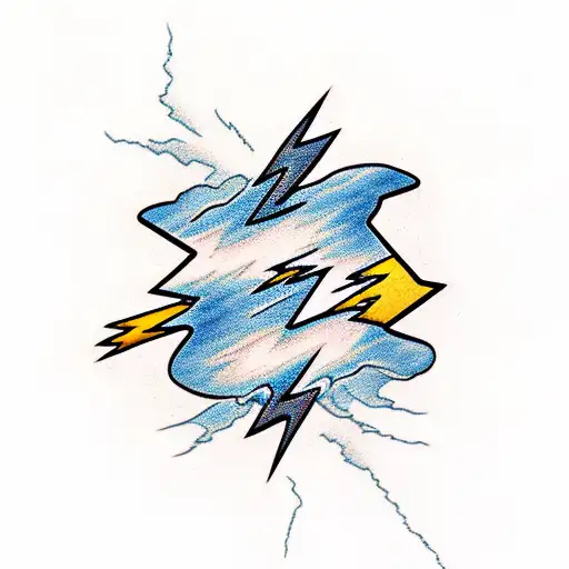 Lightning Bolt with clouds inside the bolt tattoo design idea