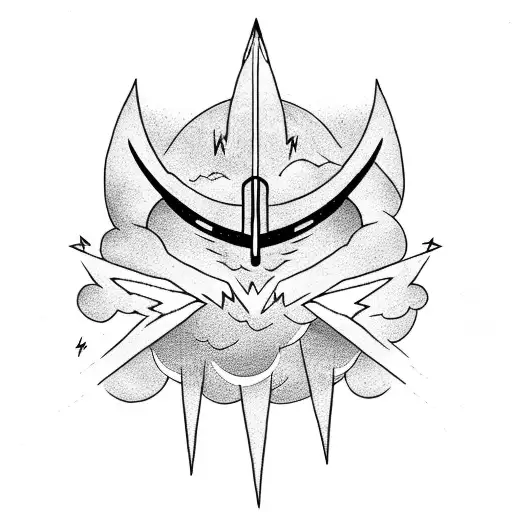 Lightning Bolt with cloud print inside of it tattoo design idea