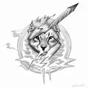 Lightning Bolt with cloud print inside of it tattoo design idea