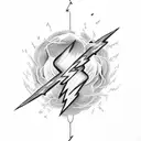 Lightning Bolt with cloud print inside of it tattoo design idea