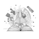 An open book with game controllers as bookmarks, symbolizing the balance between teaching and gaming tattoo design idea